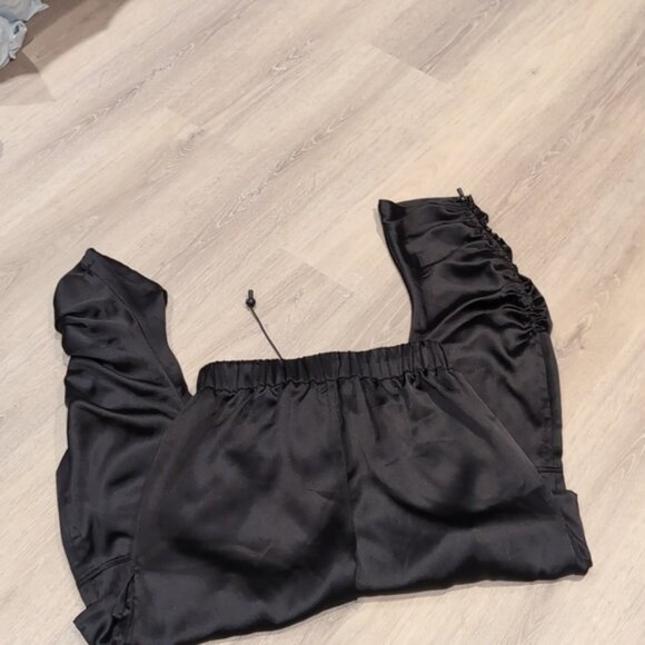 CHRLDR High Rise Black Satin Cargo Joggers - Picture 11 of 13